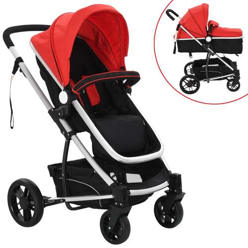 2-in-1 Baby Stroller/Pram Aluminium Red and Black