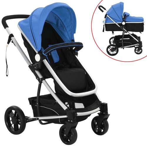 2-in-1 Baby Stroller/Pram Aluminium Blue and Black