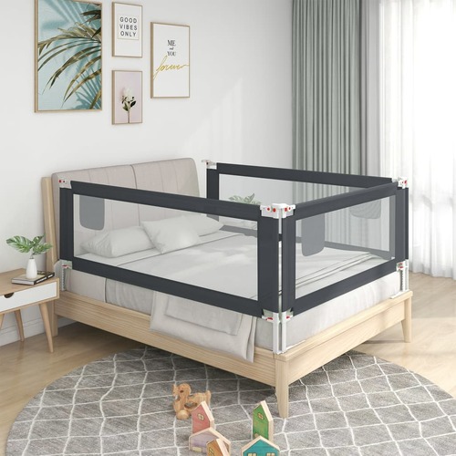 Toddler Safety Bed Rail Dark Grey 90x25 cm Fabric