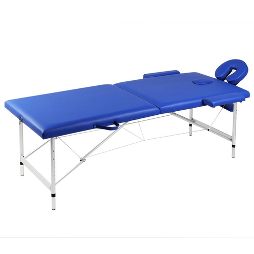 Blue Foldable Massage Table 2 Zones with Aluminium Frame