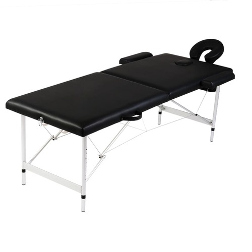 Black Foldable Massage Table 2 Zones with Aluminium Frame