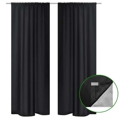 2 pcs Black Energy-saving Blackout Curtains Double Layer 140 x 245 cm