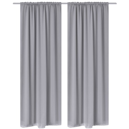 2 pcs Grey Slot-Headed Blackout Curtains 135 x 245 cm