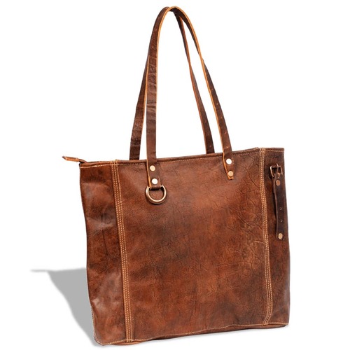Real Leather Shopper Bag Brown
