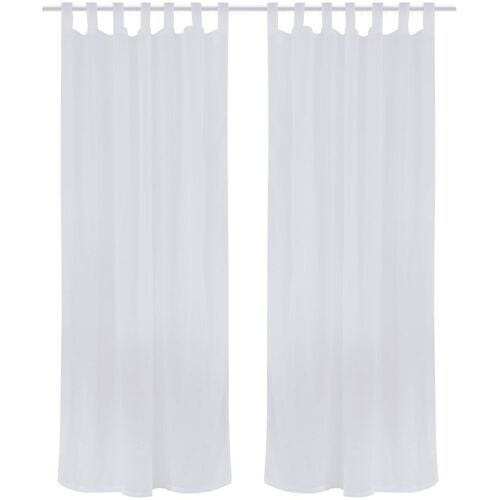 2 Linen-look Tab Top Sheer Curtains 135 x 225 cm White
