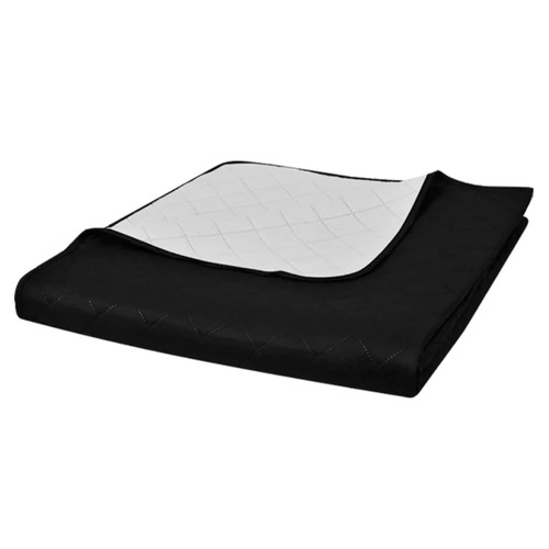 Double-sided Quilted Bedspread Black/White 220 x 240 cm