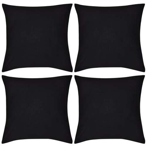 4 Black Cushion Covers Cotton 80 x 80 cm