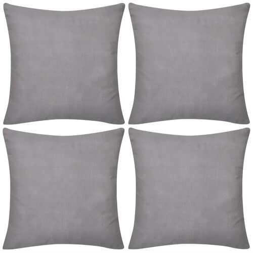 4 Grey Cushion Covers Cotton 50 x 50 cm