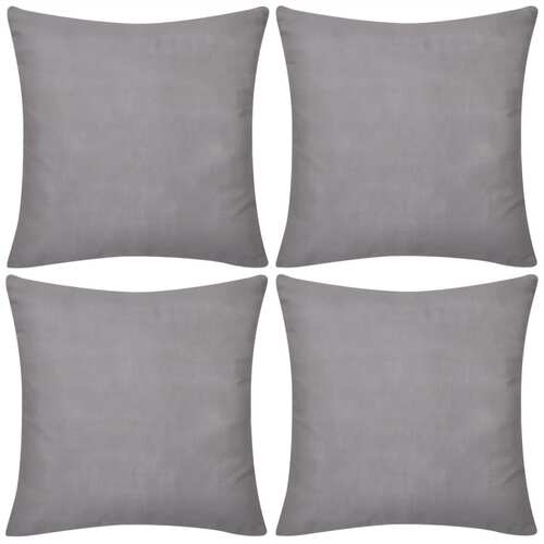 4 Grey Cushion Covers Cotton 80 x 80 cm