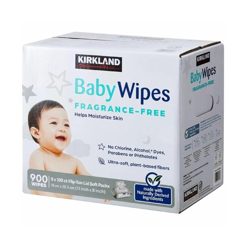 Kirkland Signature Fragrance Free Baby Wipes 900 Pack Soft Sensitive Skin