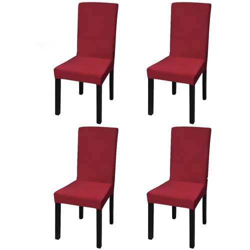 Straight Stretchable Chair Cover 4 pcs Bordeaux