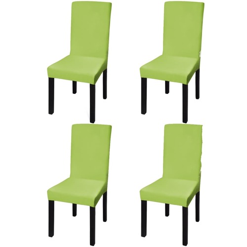 Straight Stretchable Chair Cover 4 pcs Green