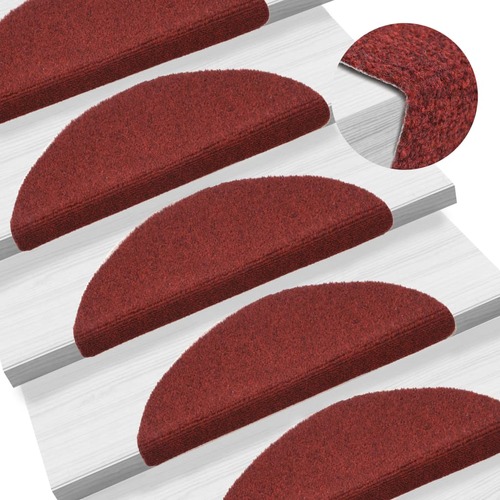 15 pcs Self-adhesive Stair Mats Needle Punch 56x17x3 cm Red