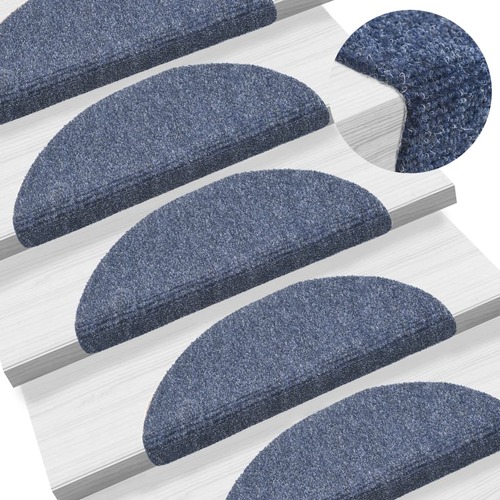 15 pcs Self-adhesive Stair Mats Needle Punch 54x16x4 cm Blue