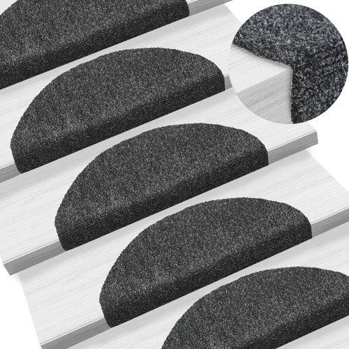 15pcs Self-adhesive Stair Mats Needle Punch 65x21x4cm Dark Grey
