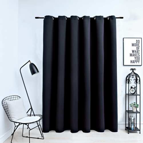 Blackout Curtain with Metal Rings Black 290x245 cm
