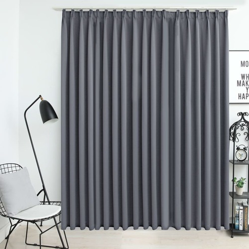 Blackout Curtain with Hooks Grey 290x245 cm