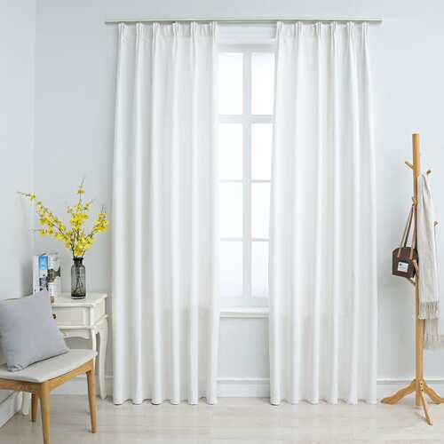 Blackout Curtains with Hooks 2 pcs Off White 140x225 cm