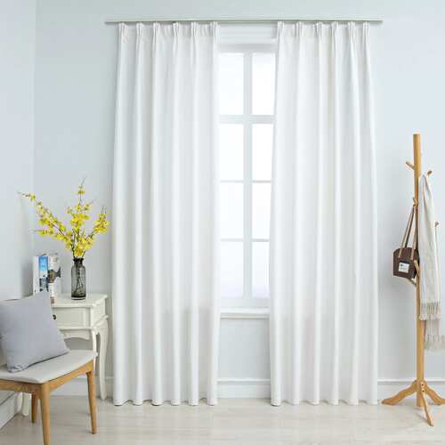 Blackout Curtains with Hooks 2 pcs Off White 140x245 cm