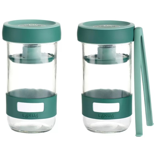 Lekue Pickling Kit 2 Piece Set Adjustable Home Pickle Making Jars 700ml