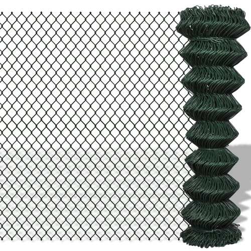 Chain Link Fence Steel 1.5x15 m Green
