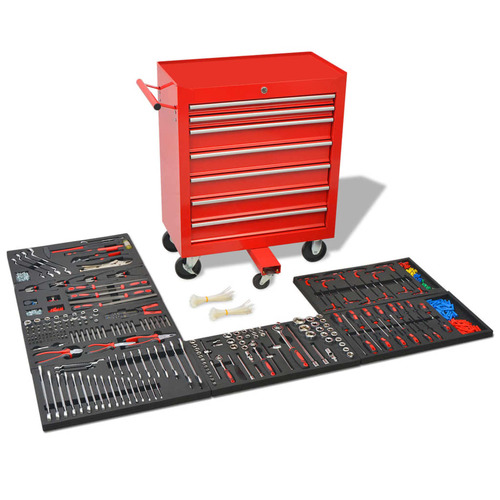Workshop Tool Trolley with 1125 Tools Steel Red