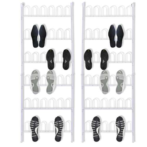 18 Pairs Shoe Racks 2 pcs Steel White