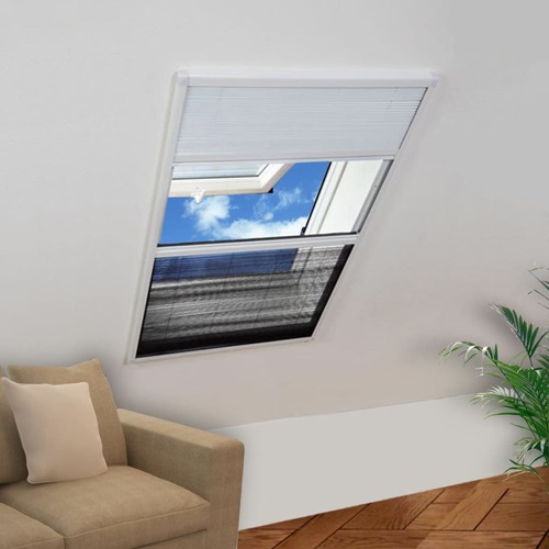 Plisse Insect Screen for Windows Aluminium 80x120 cm with Shade