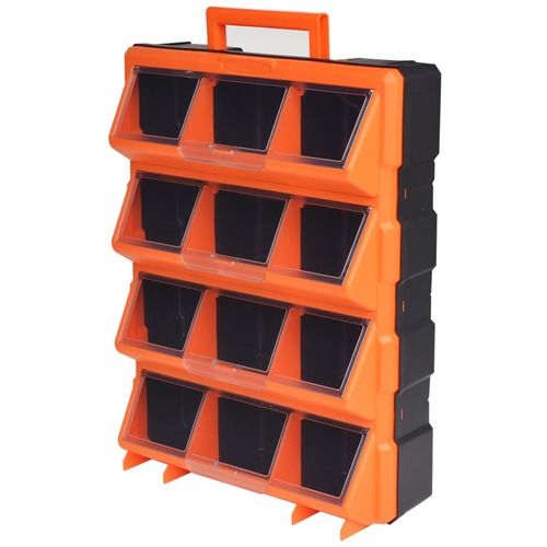 Portable Wall-Mountable Toolbox with 12 Compartments
