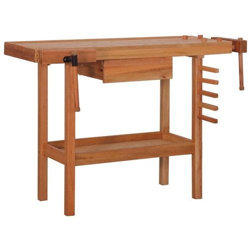 Carpentry Work Bench with Drawer 2 Vises Hardwood