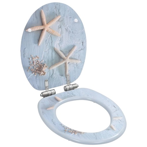 WC Toilet Seat with Soft Close Lid MDF Starfish Design