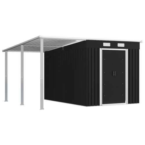 Garden Shed with Extended Roof Anthracite 336x270x181 cm Steel