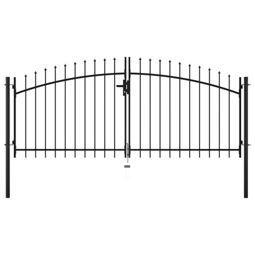 Double Door Fence Gate with Spear Top 300x150 cm