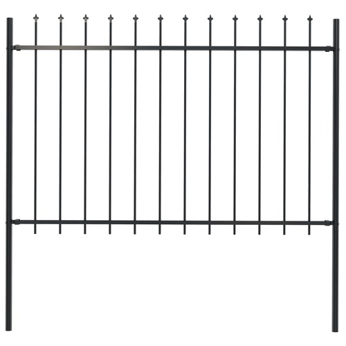 Garden Fence with Spear Top Steel 181x120 cm Black