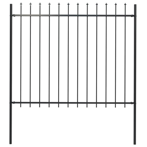 Garden Fence with Spear Top Steel 181x150 cm Black