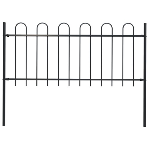 Garden Fence with Hoop Top Steel 1.7x1 m Black