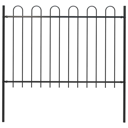 Garden Fence with Hoop Top Steel 181x120 cm Black