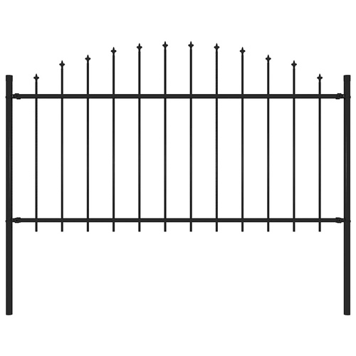 Garden Fence with Spear Top Steel 181x150 cm Black