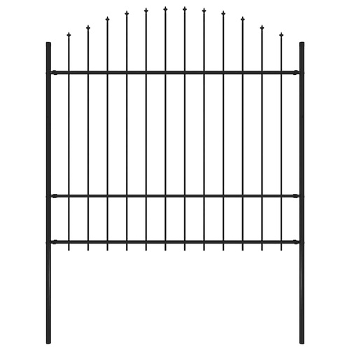 Garden Fence with Spear Top Steel 181x175 cm Black