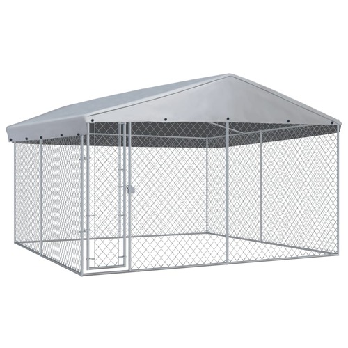 Outdoor Dog Kennel with Roof 382x382x225 cm