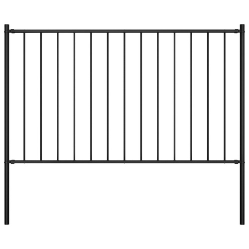 Fence Panel with Posts Powder-coated Steel 1.81x1 m Black