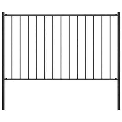 Fence Panel with Posts Powder-coated Steel 1.81x1.25 m Black