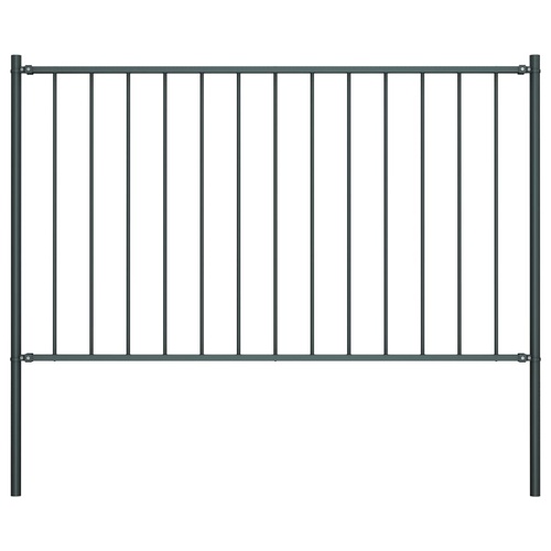 Fence Panel with Posts Powder-coated Steel 1.81x1.25 m Anthracite