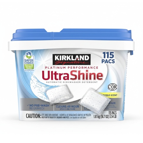 Kirkland Signature Dishwasher Detergent Pacs Dishwashing Tablets 2 Pack 230 Capsules