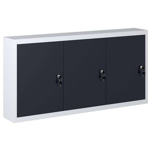 Wall Mounted Tool Cabinet Industrial Style Metal Grey and Black