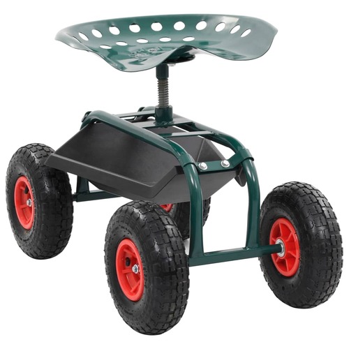 Rolling Garden Cart with Tool Tray Green 78x44.5x84 cm