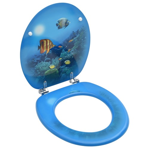 WC Toilet Seat with Lid MDF Deep Sea Design