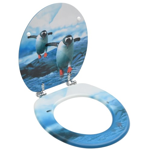 WC Toilet Seat with Lid MDF Penguin Design