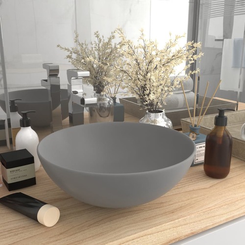 Bathroom Sink Ceramic Light Grey Round