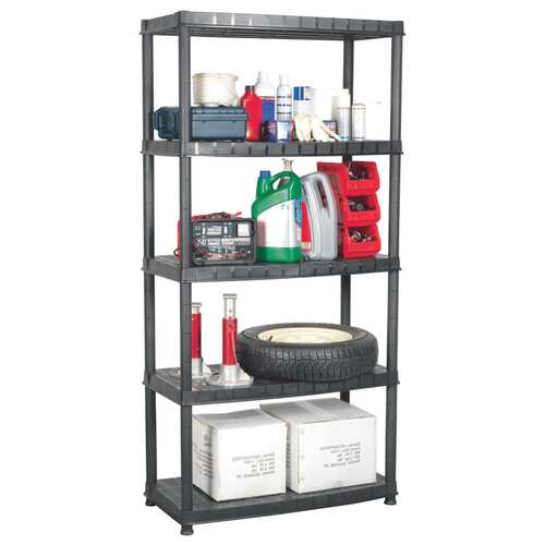 Storage Shelf 5-Tier Black 91.5x45.7x185 cm Plastic